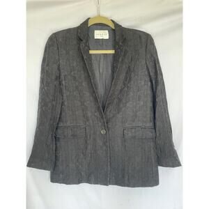 Sandro Paris Blazer Jacket, Black Clover Embroidered Jacquard, FR 36, US 4